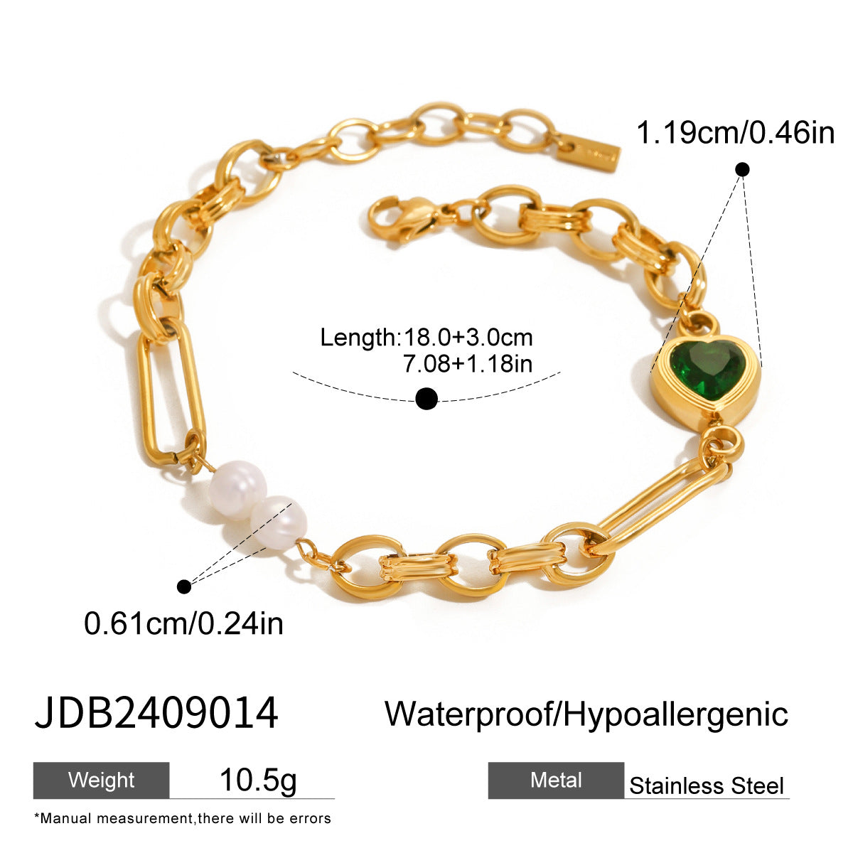 Stainless steel 18k gold-plated bracelet