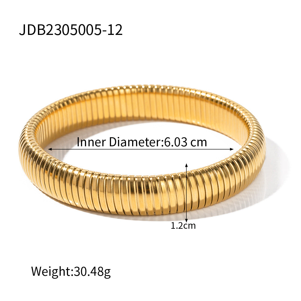 Stainless steel 18k gold-plated round beaded bracelet