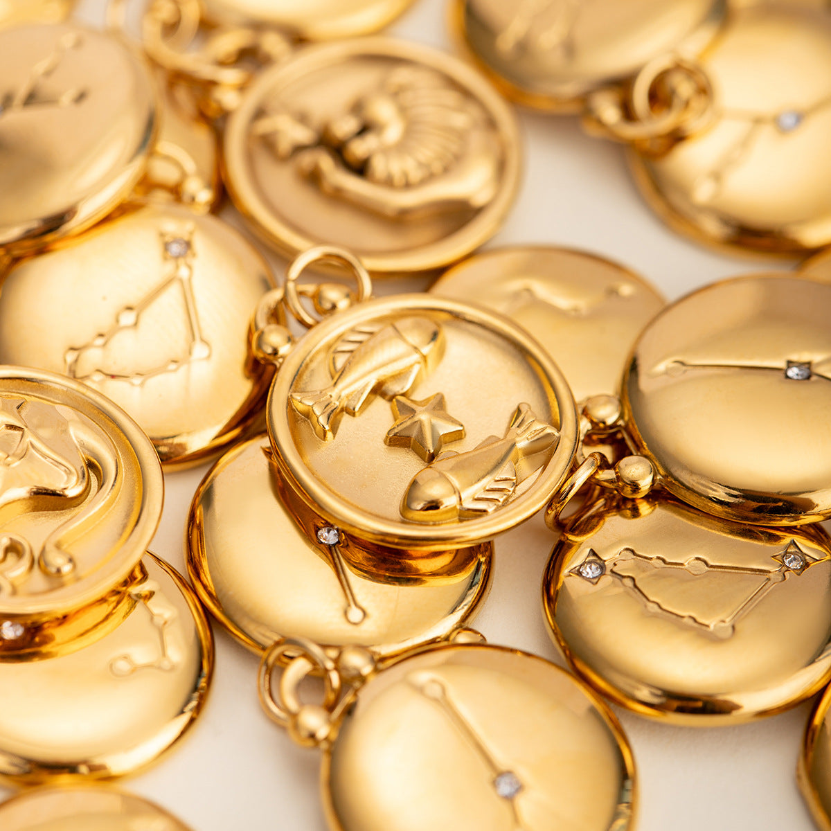 Stainless Steel 18k gold-plated Constellation Jewelry Accessories DIY Pendant