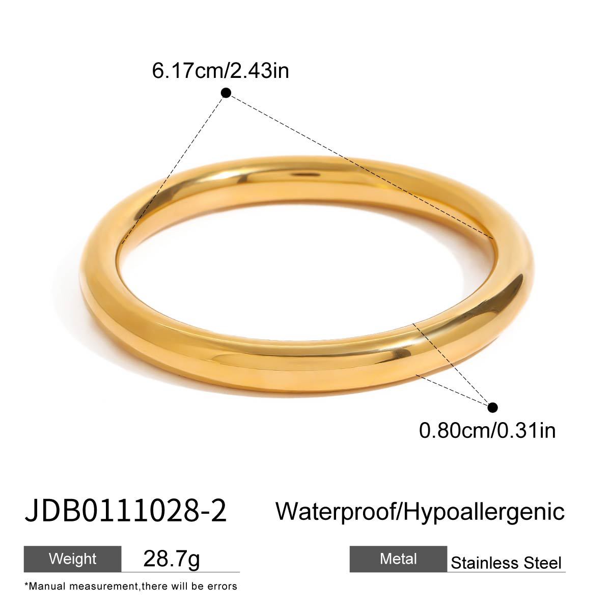 Stainless steel 18k gold-plated plain bracelet
