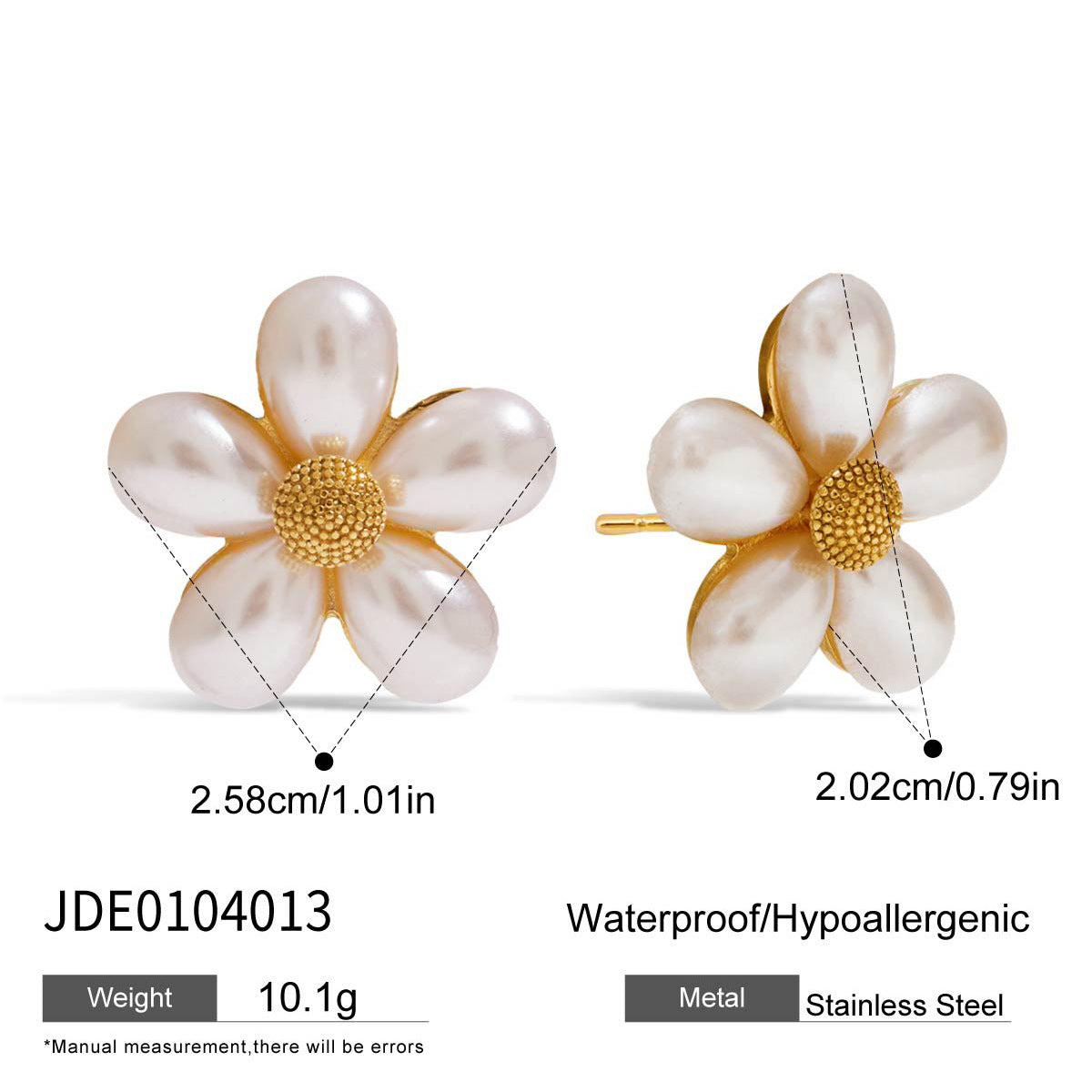 Stainless steel 18k gold-plated round floral jewelry set