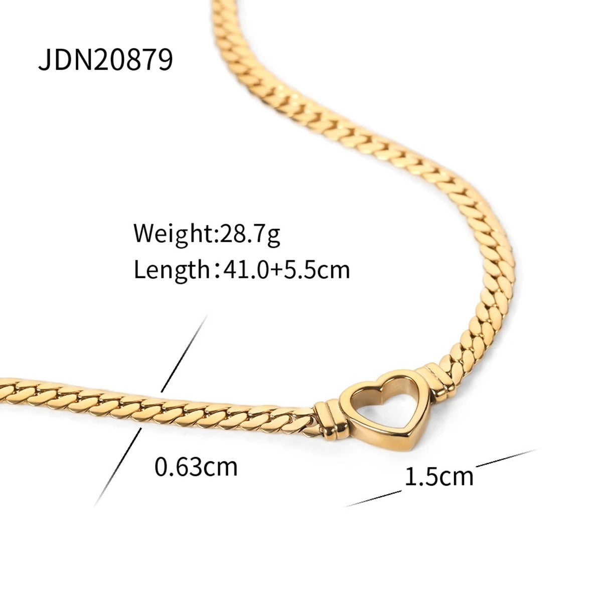 Stainless steel 18k gold-plated heart necklace