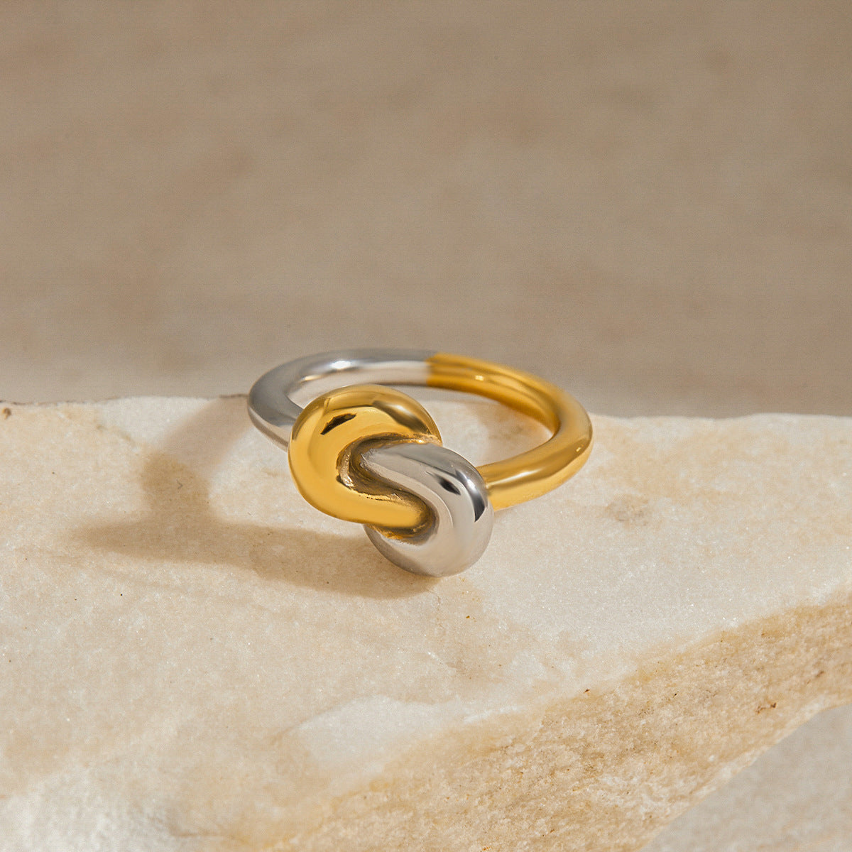 Two-tone titanium steel knot ring