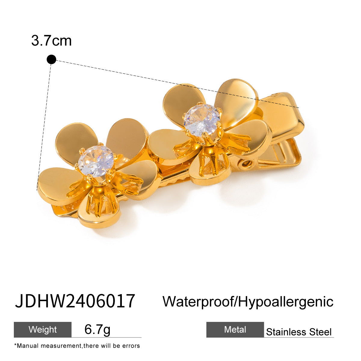 Stainless steel 18k gold-plated hair clips