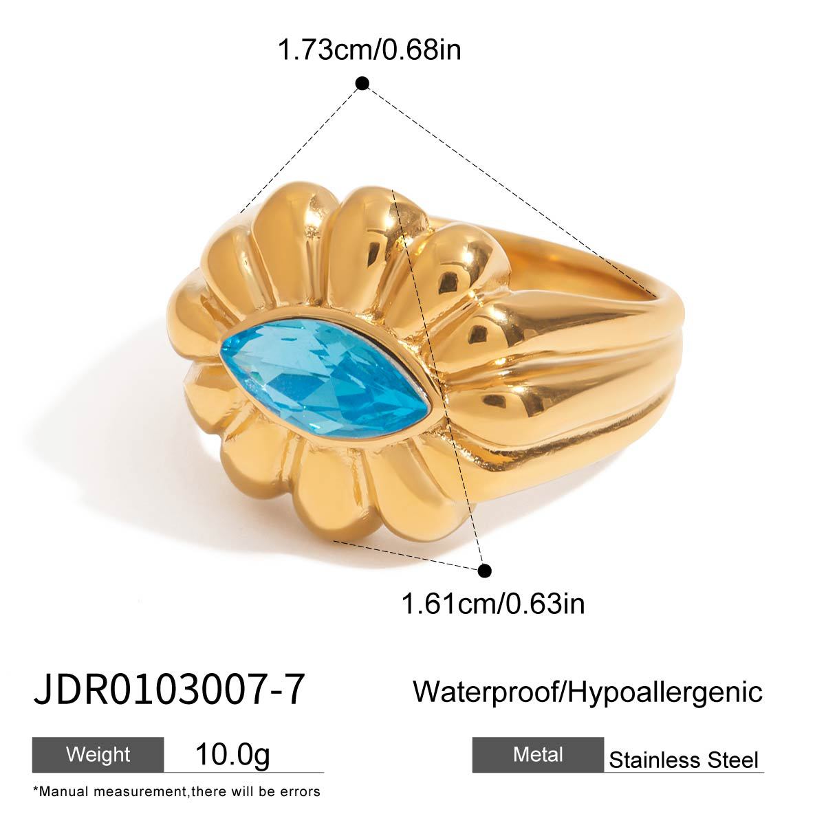 Stainless steel 18k gold-plated blue zircon jewelry