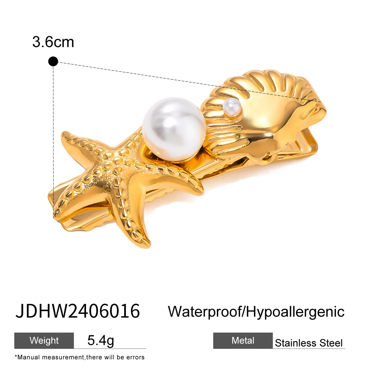 Stainless steel 18k gold-plated hair clips