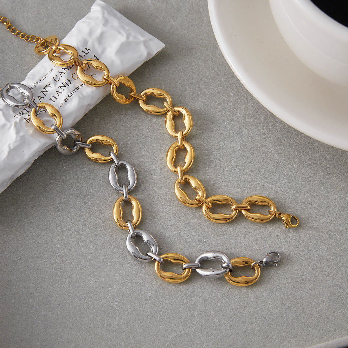 Two-tone titanium steel bracelet