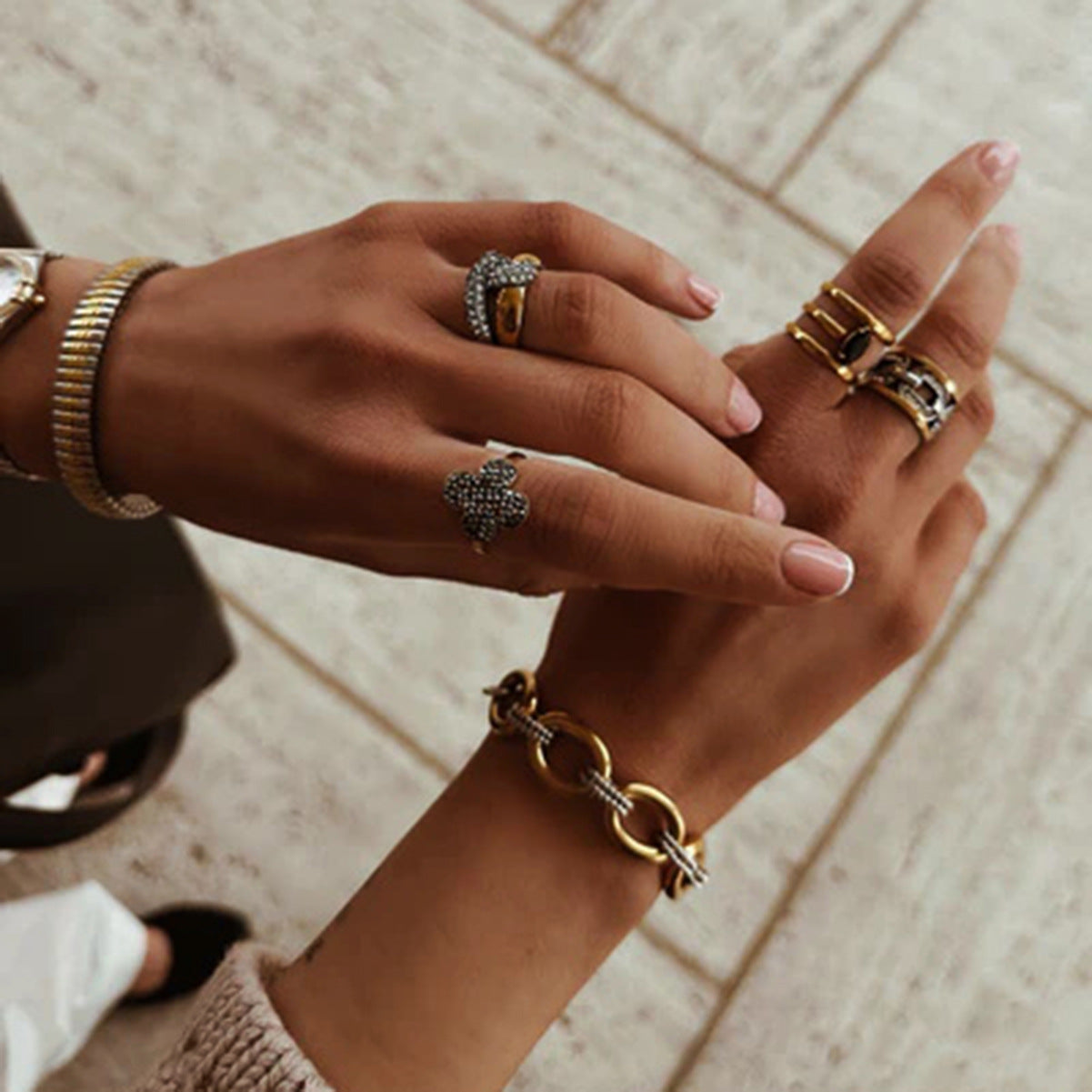 Stainless steel two-tone necklace