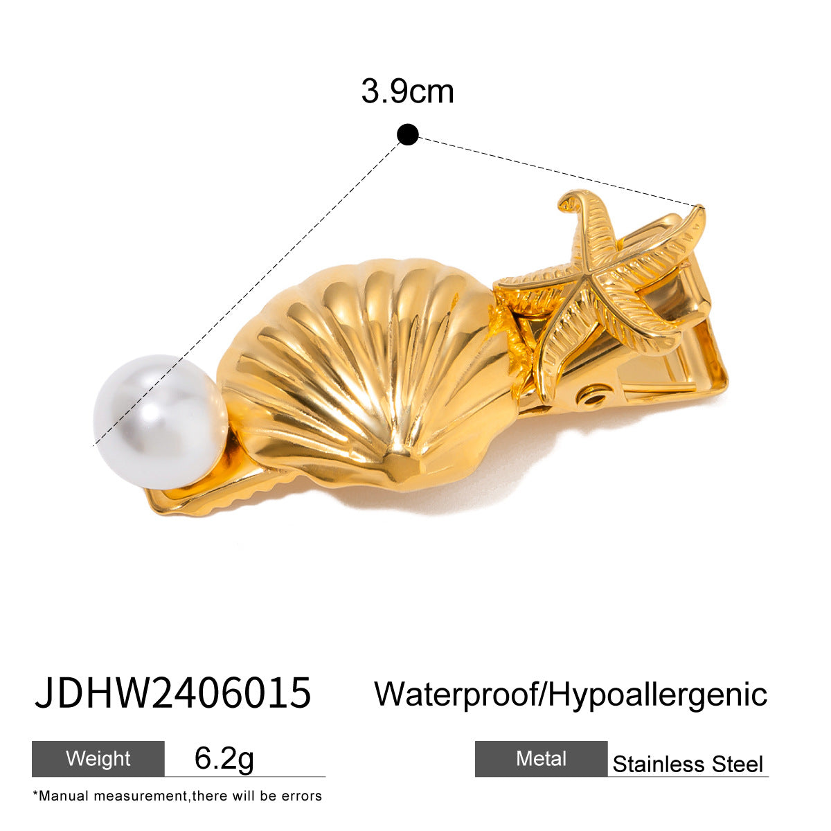Stainless steel 18k gold-plated hair clips