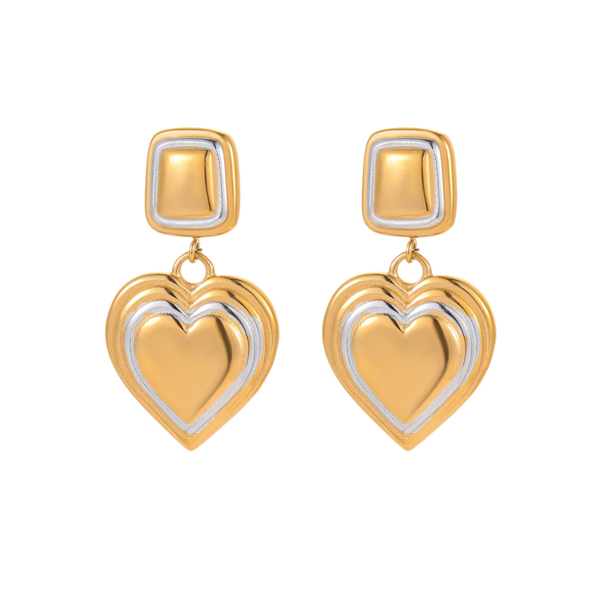 Two-tone heart earrings