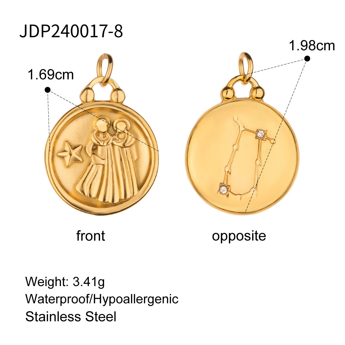 Stainless Steel 18k gold-plated Constellation Jewelry Accessories DIY Pendant