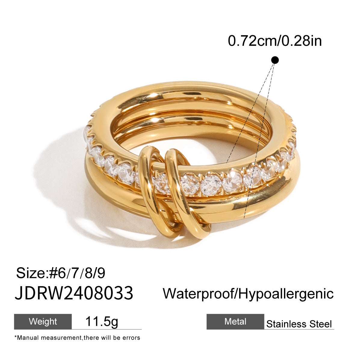 Stainless steel 18k gold-plated ring
