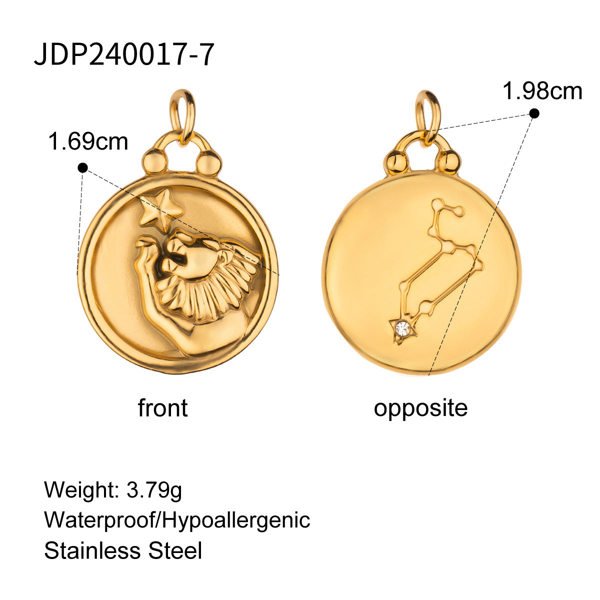 Stainless Steel 18k gold-plated Constellation Jewelry Accessories DIY Pendant