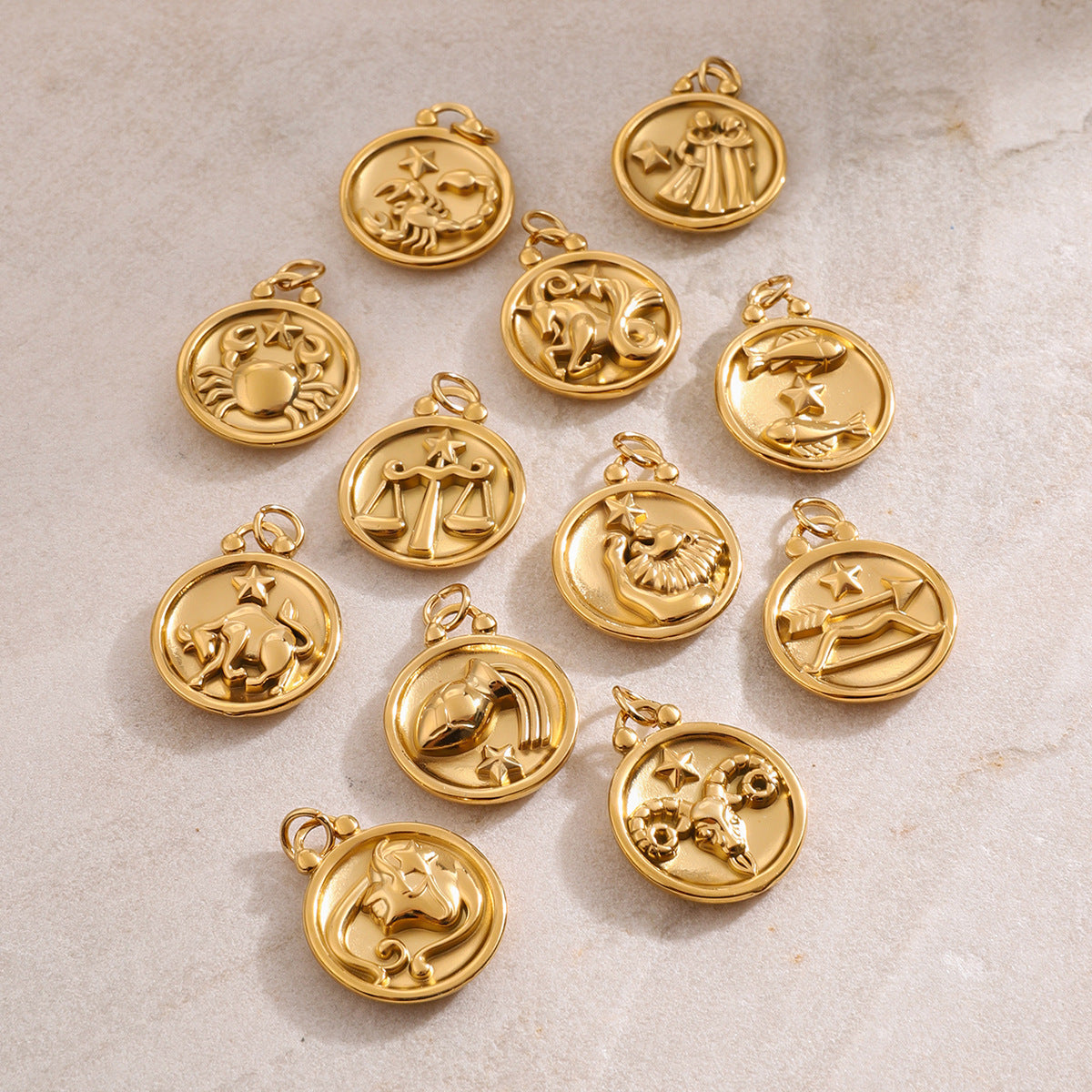 Stainless Steel 18k gold-plated Constellation Jewelry Accessories DIY Pendant