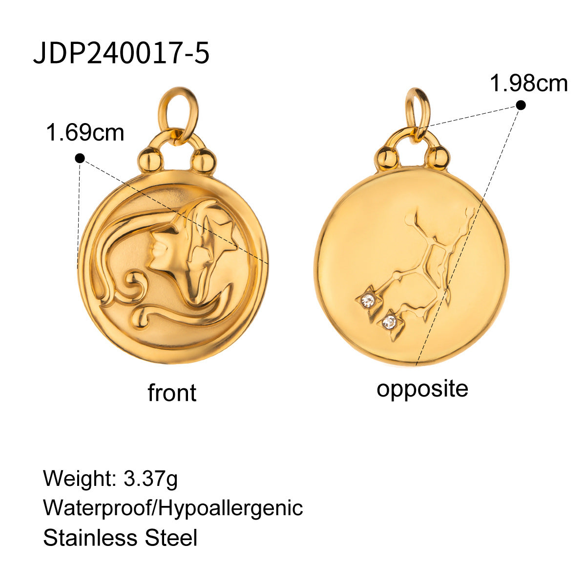 Stainless Steel 18k gold-plated Constellation Jewelry Accessories DIY Pendant