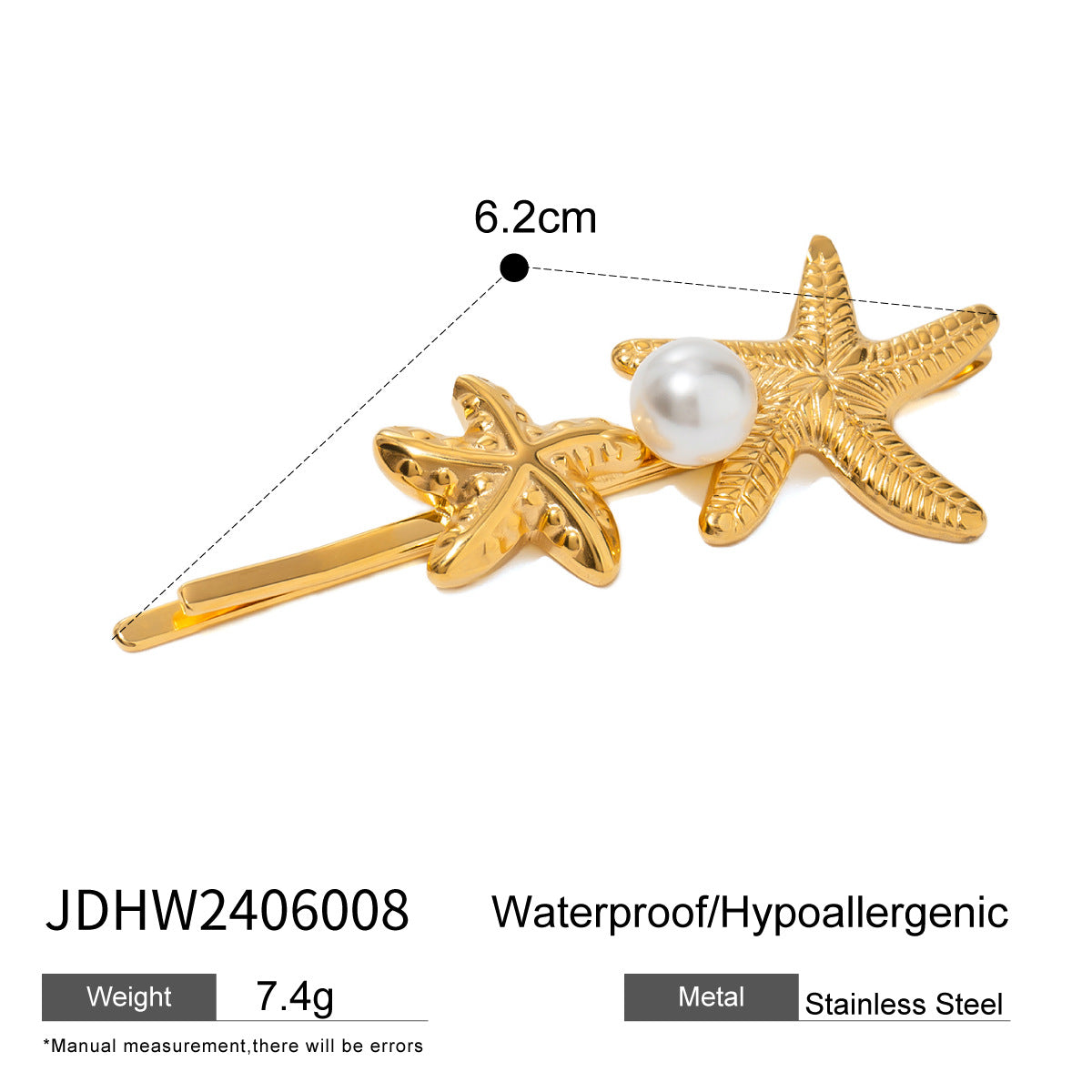 Stainless steel 18k gold-plated hair clips