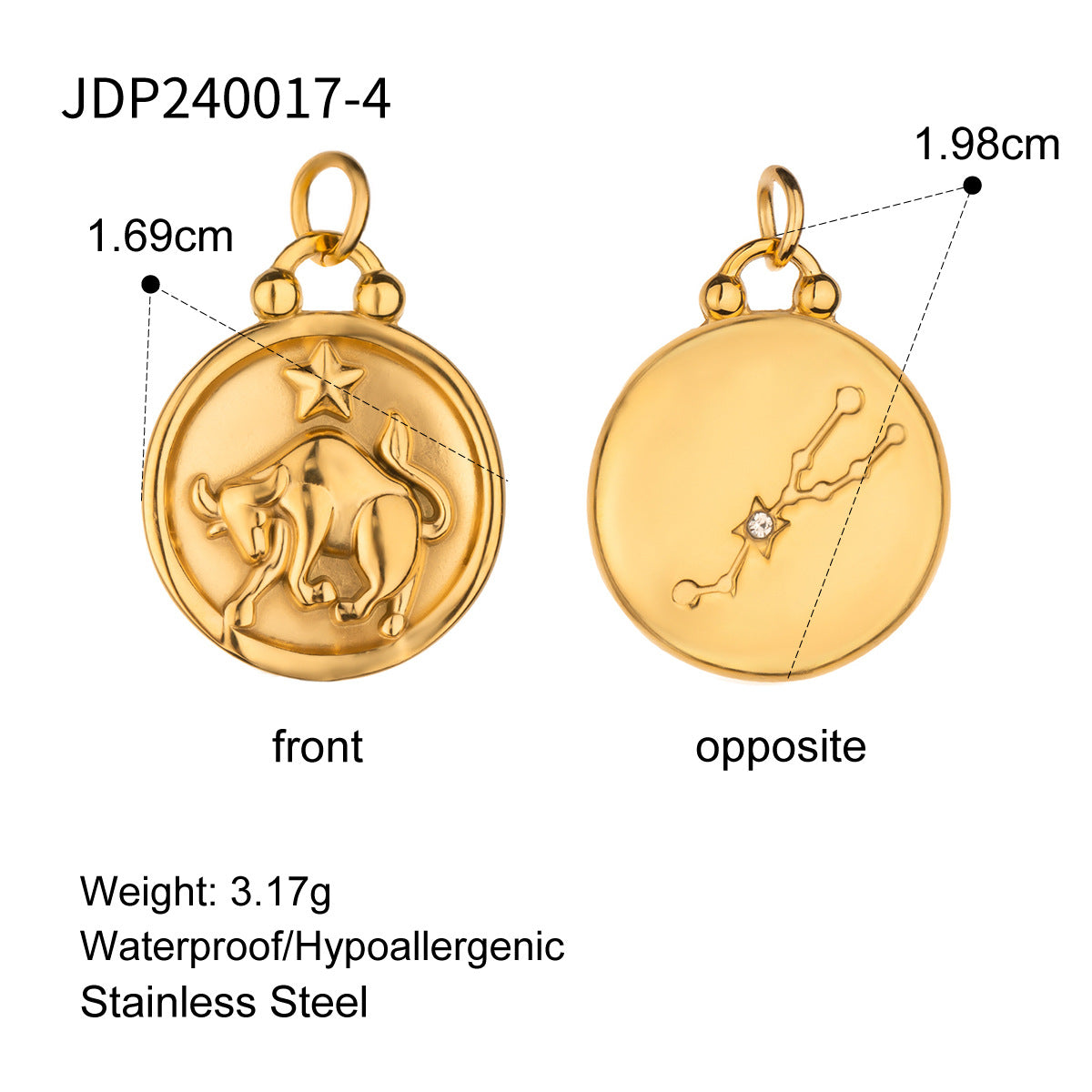 Stainless Steel 18k gold-plated Constellation Jewelry Accessories DIY Pendant