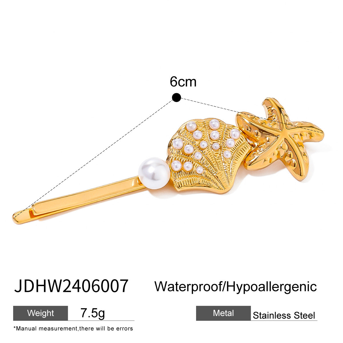 Stainless steel 18k gold-plated hair clips