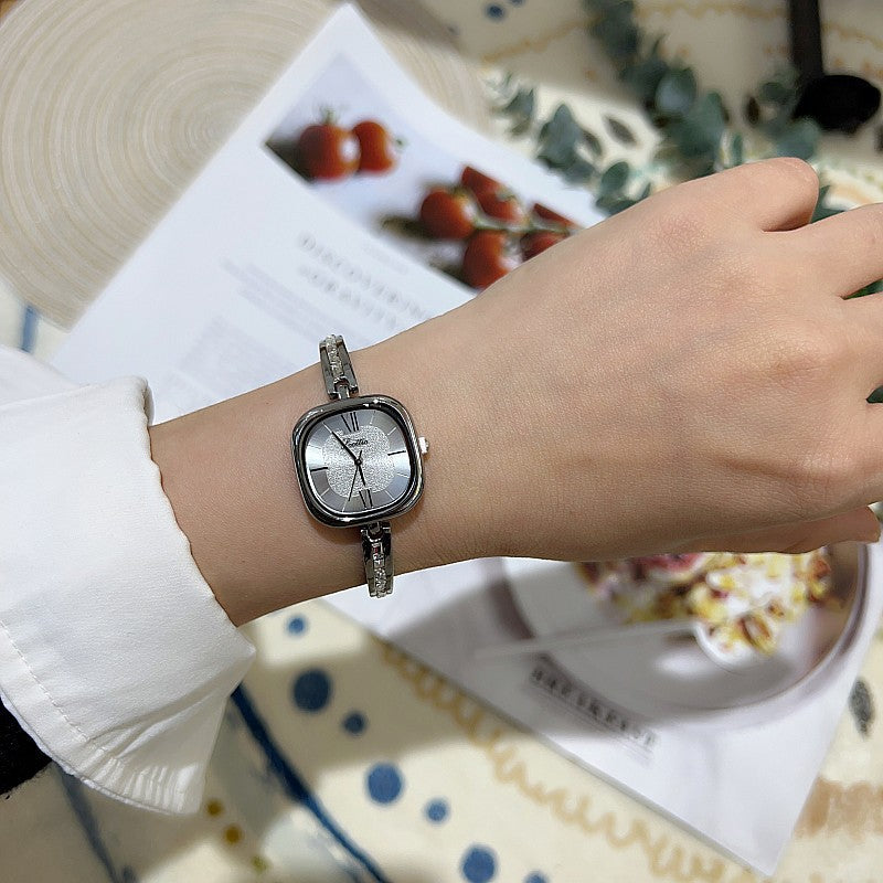 Elegant Square Crystal-Embellished Bracelet Watch for Women