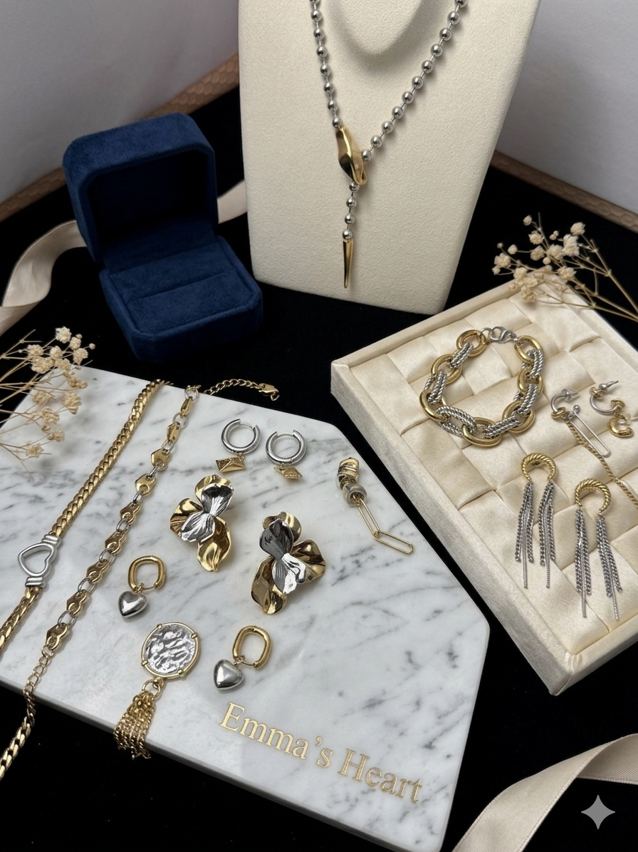 (LUXURY) 5 PCS + 7 PCS - Stainless Steel Jewelry Mystery Bundle