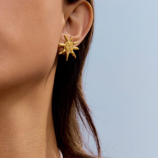 Stainless steel 18k gold-plated sun jewelry set