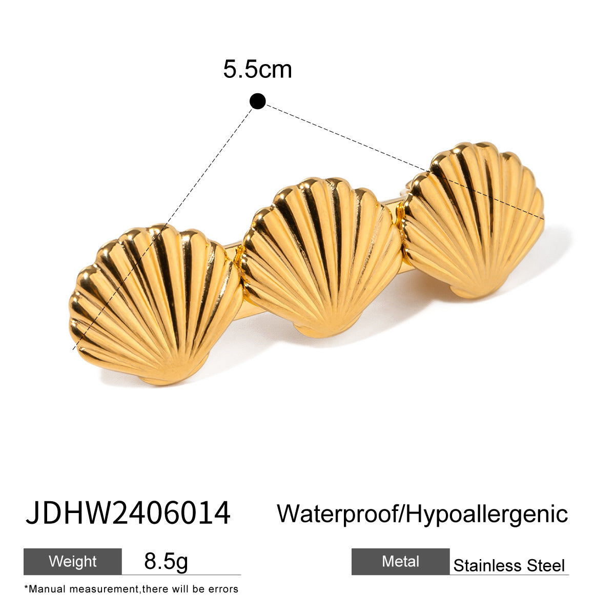 Stainless steel 18k gold-plated hair clips