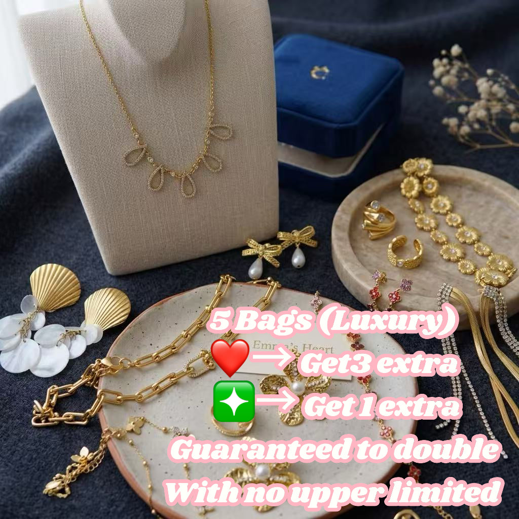 (LUXURY) 5 PCS + 7 PCS - Stainless Steel Jewelry Mystery Bundle