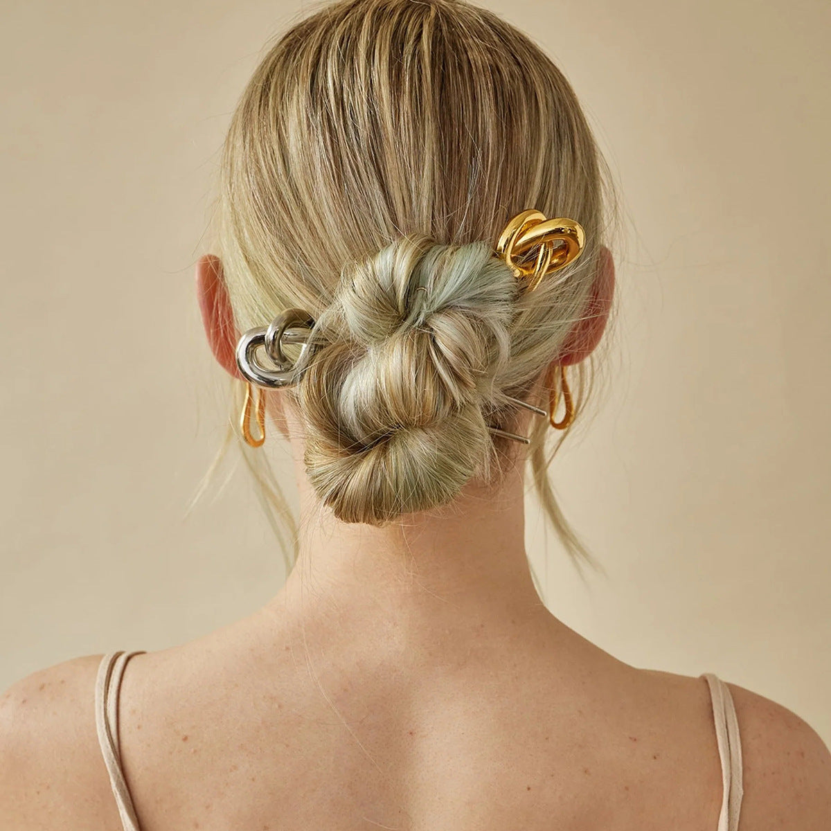 Stainless steel 18k gold-plated hair stick