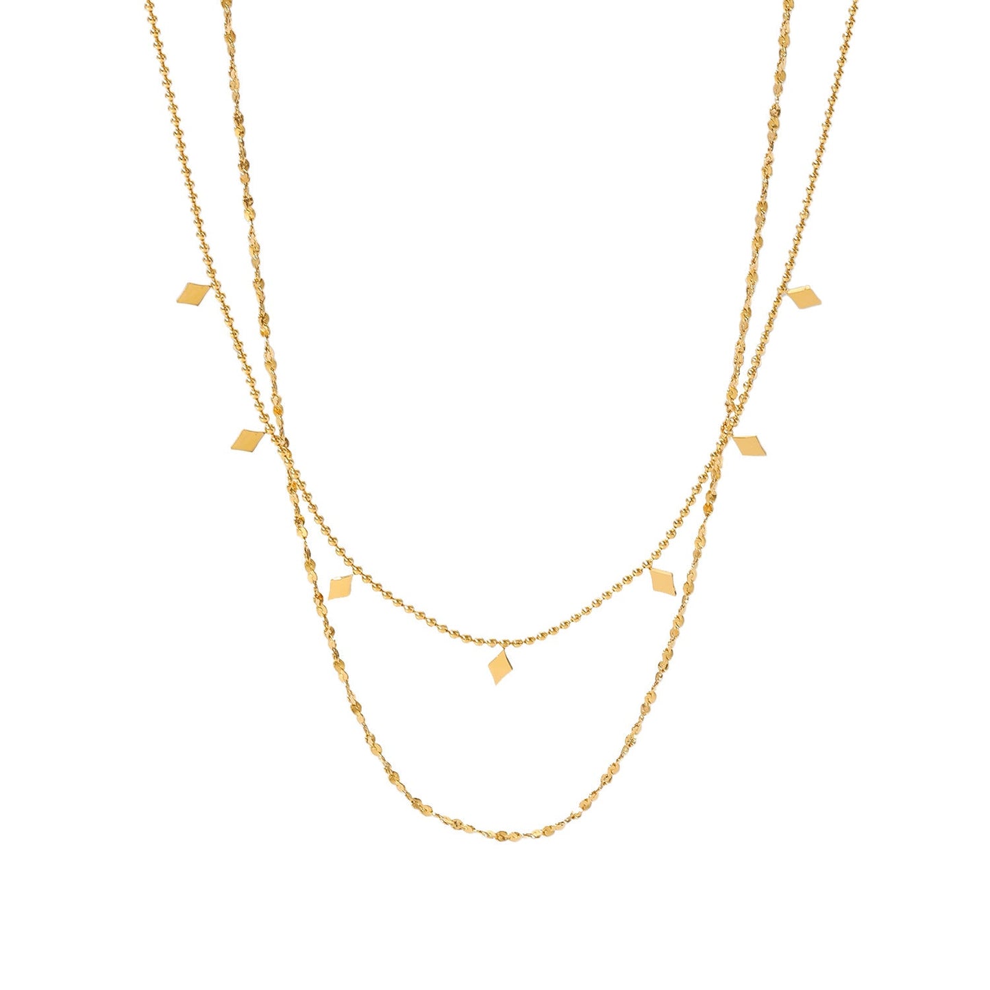 Stainless steel 18k gold-plated double layers necklace