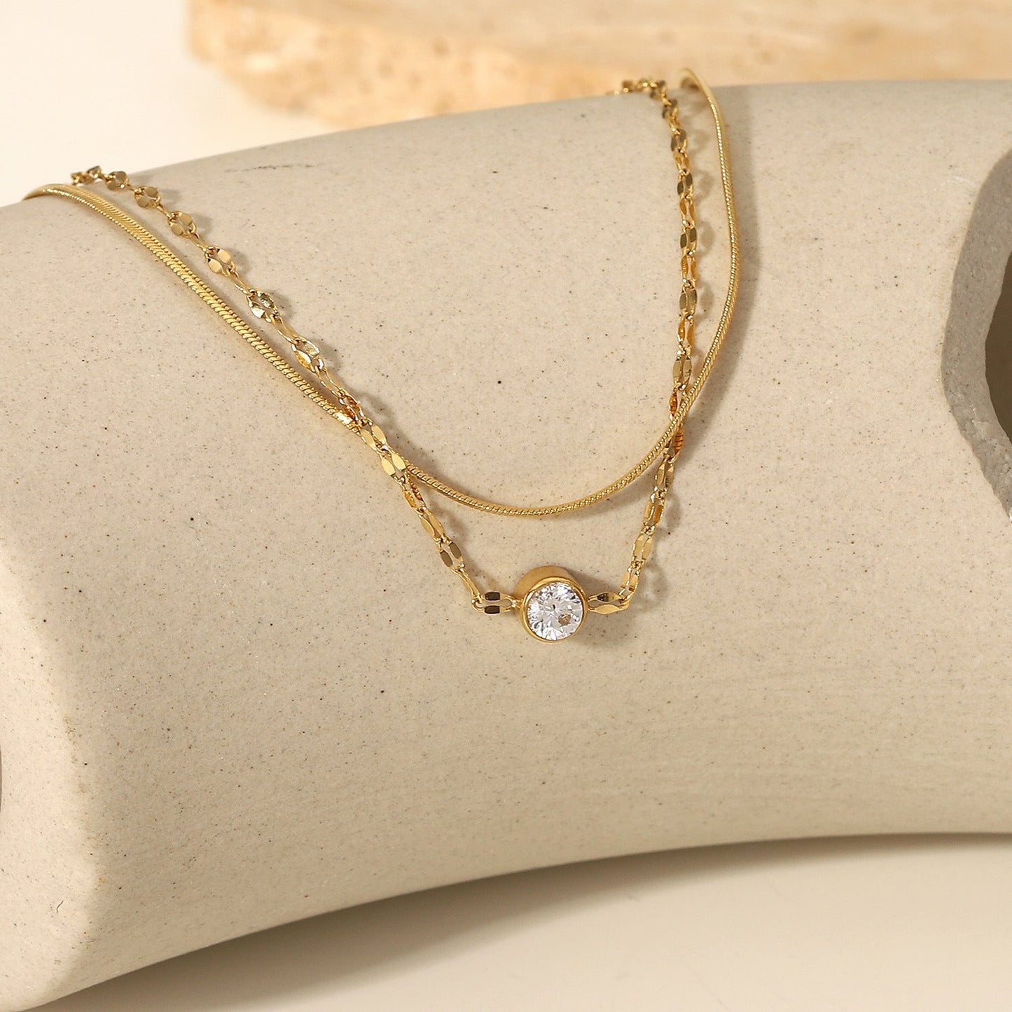 Stainless steel 18k gold-plated double-layer snake bone chain bracelet
