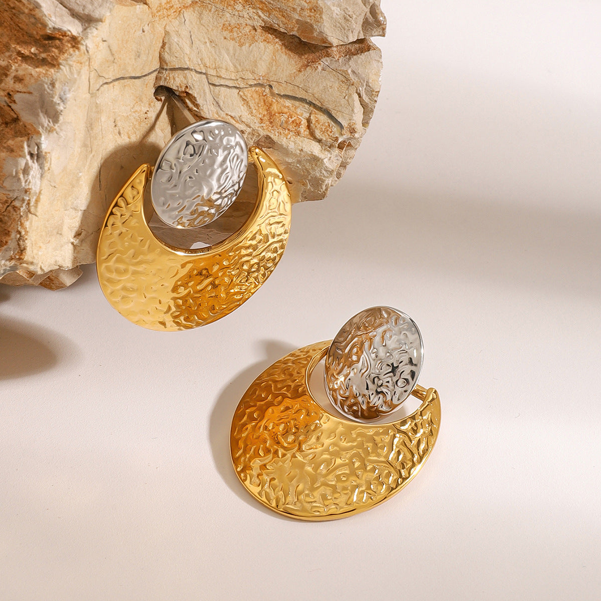 Stainless steel 18k gold-plated earrings