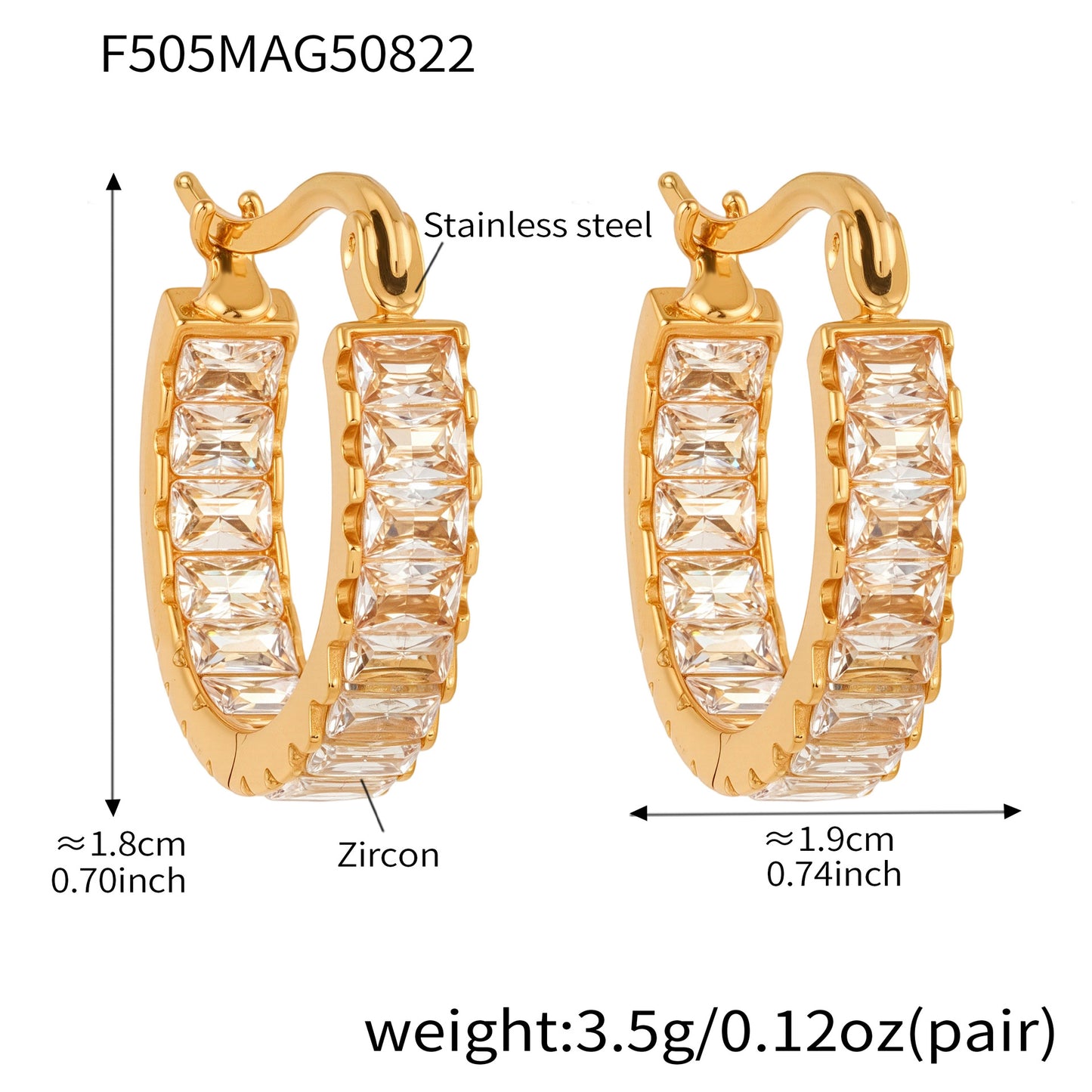 Zircon Earring Hoops