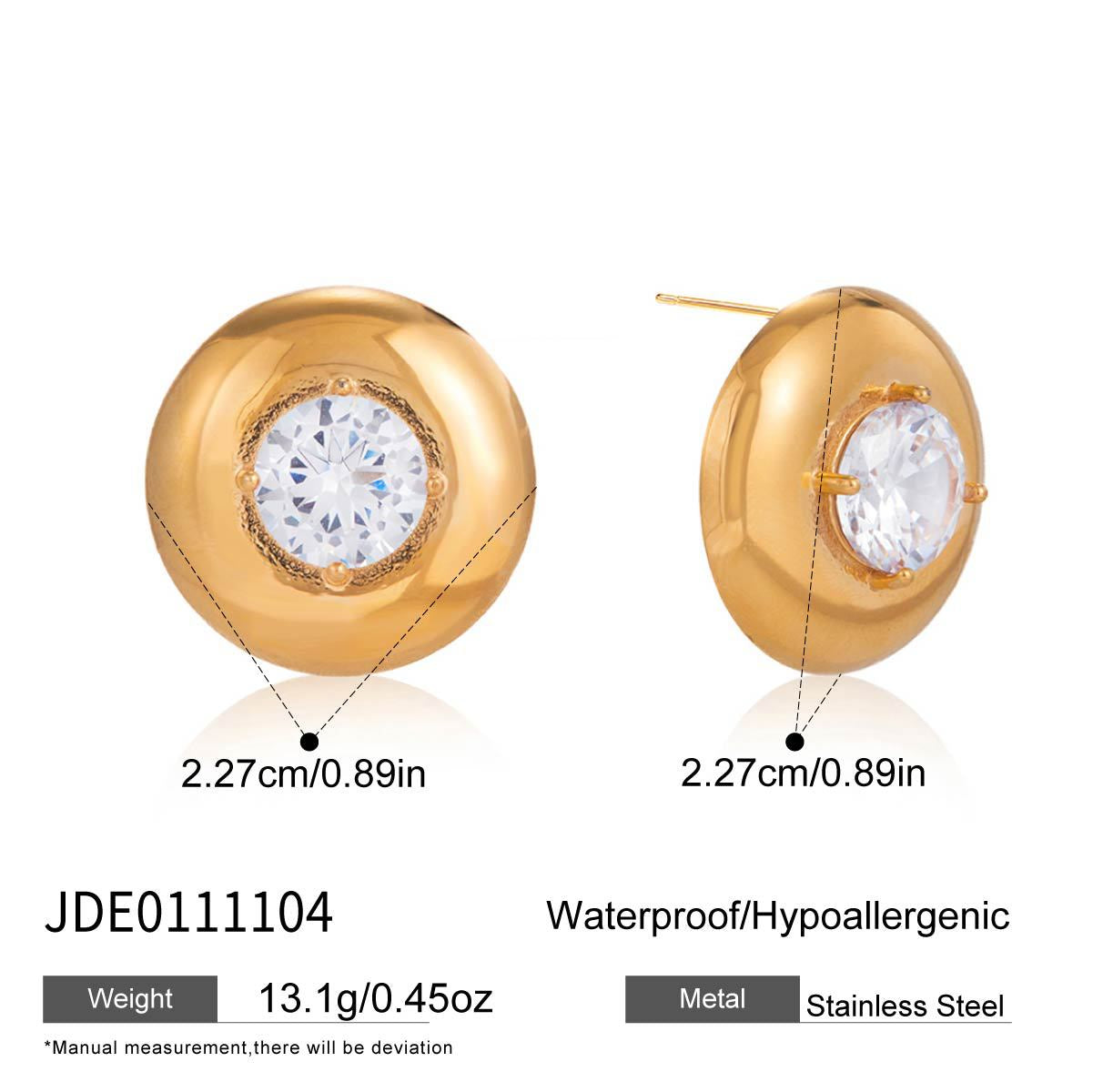 Round Zircon Stud Earrings