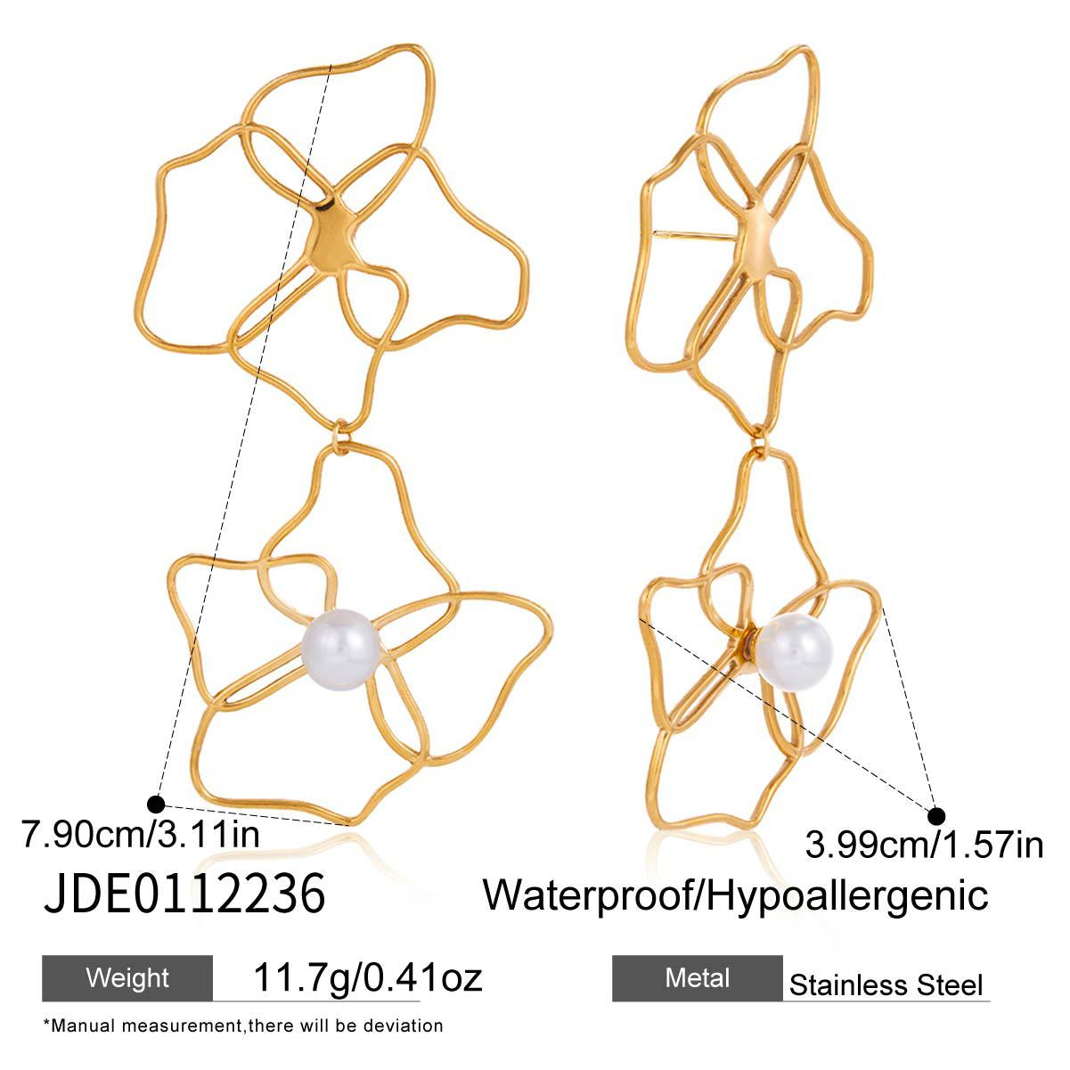 Line Cutout Flower Pendant Earrings