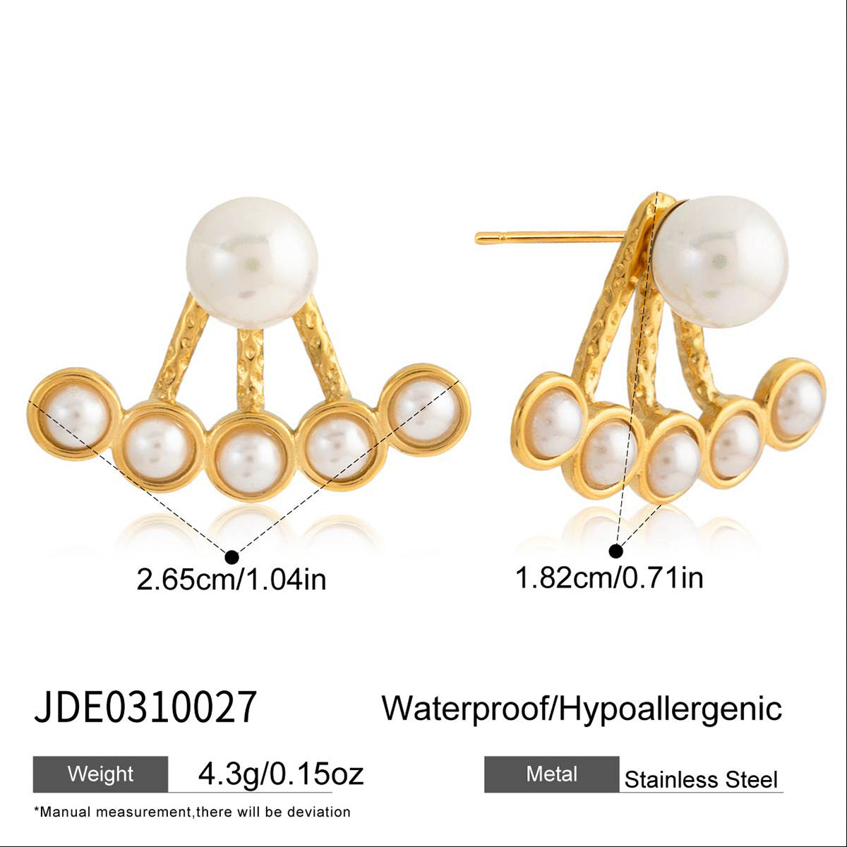 Jacket Pearl Stud Earrings