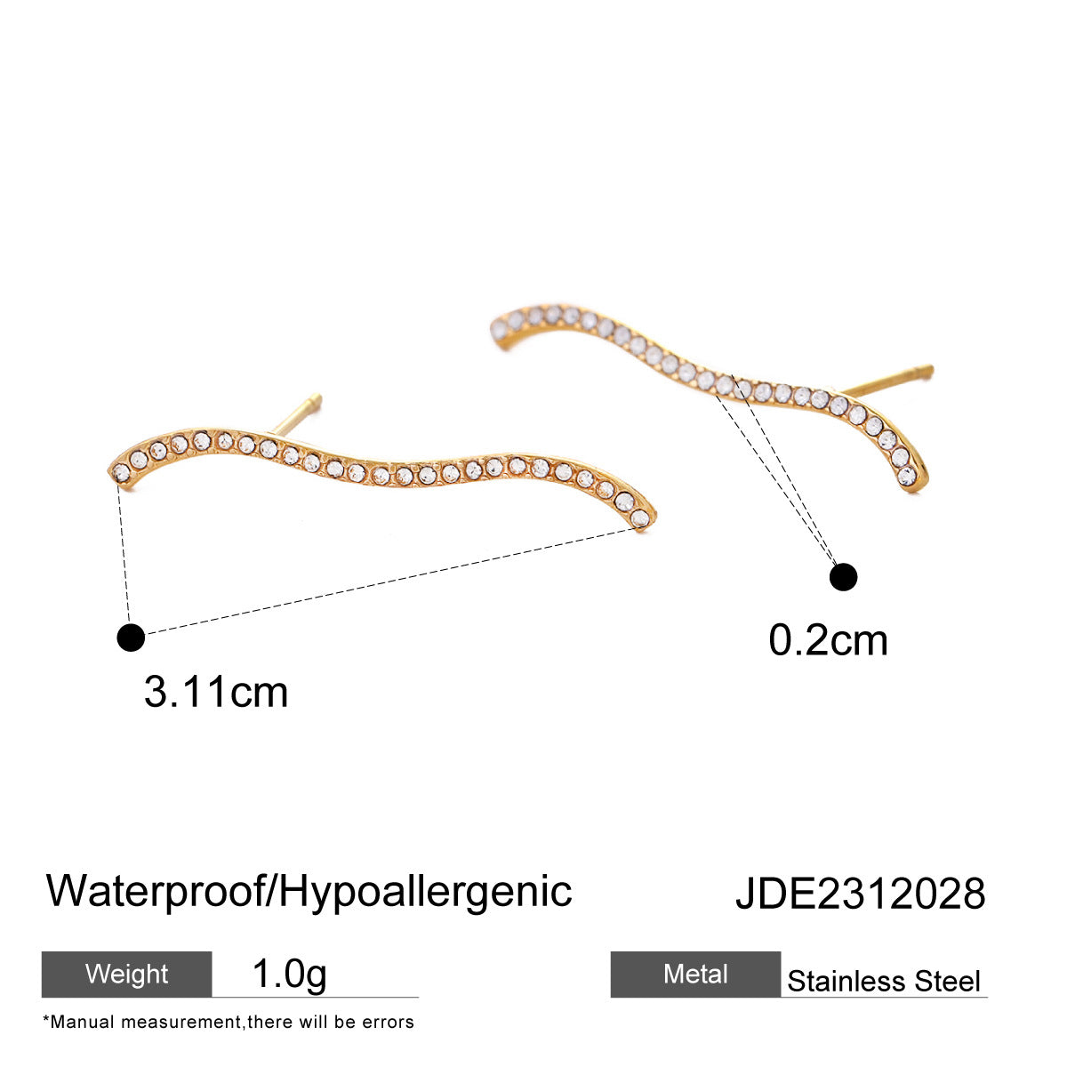 Rhinestone Wavy Earrings