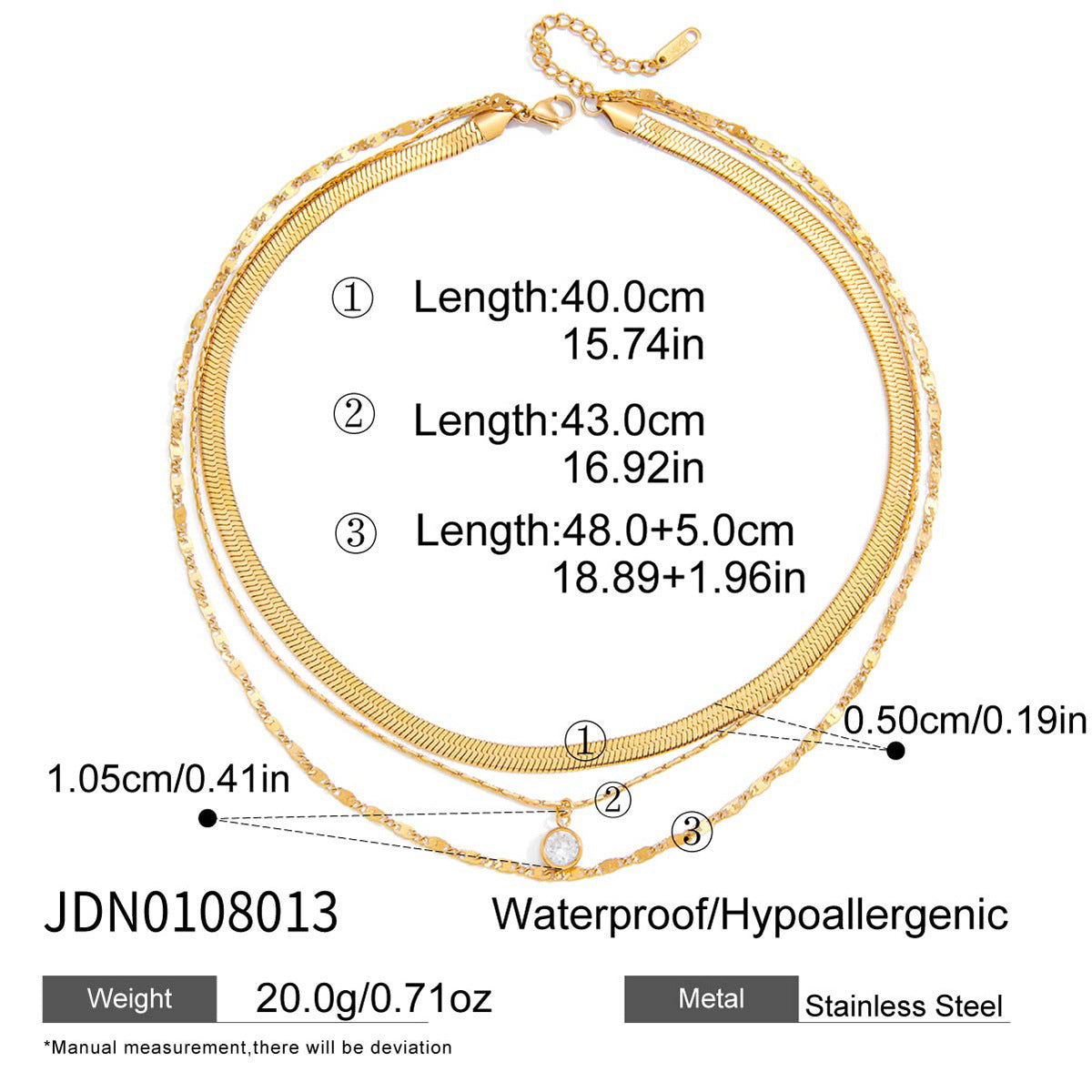 Triple Layer Zircon Necklace