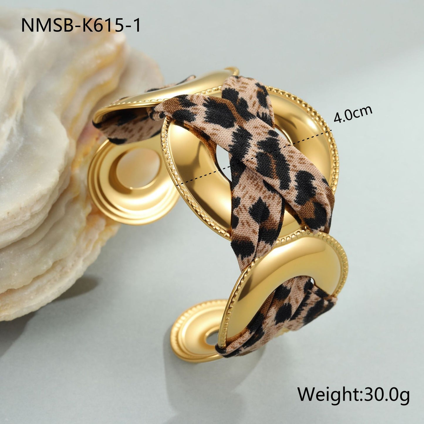 Leopard Print Ribbon Open Bangle