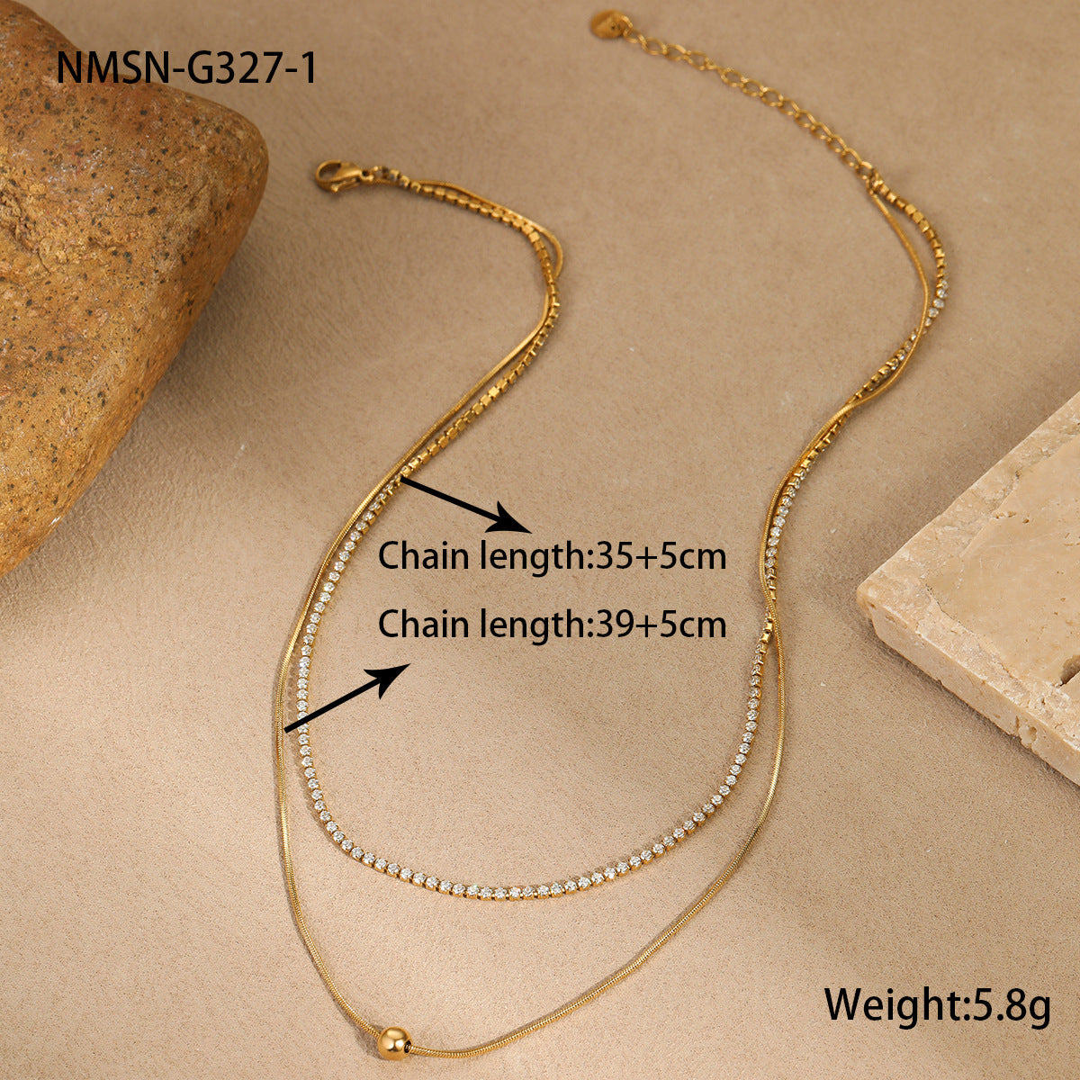 Double Layer Zircon Layered Necklace