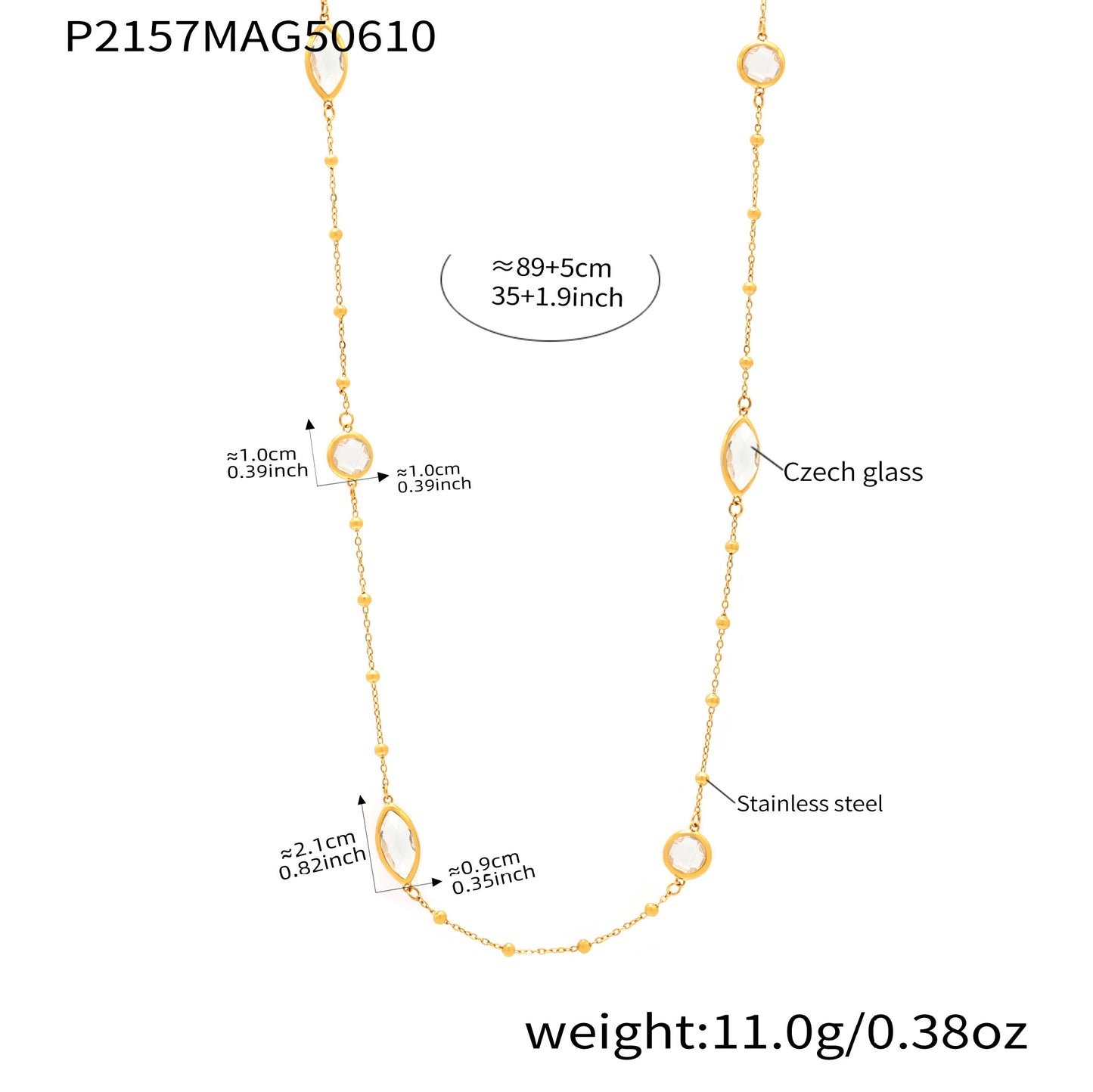 Glass Bead & Steel Ball Clavicle Necklace