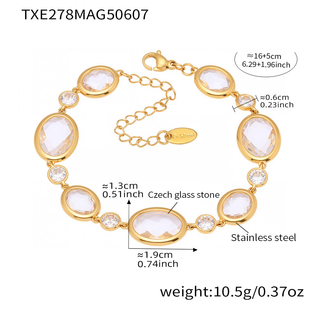 Oval Faceted Glass Bracelet