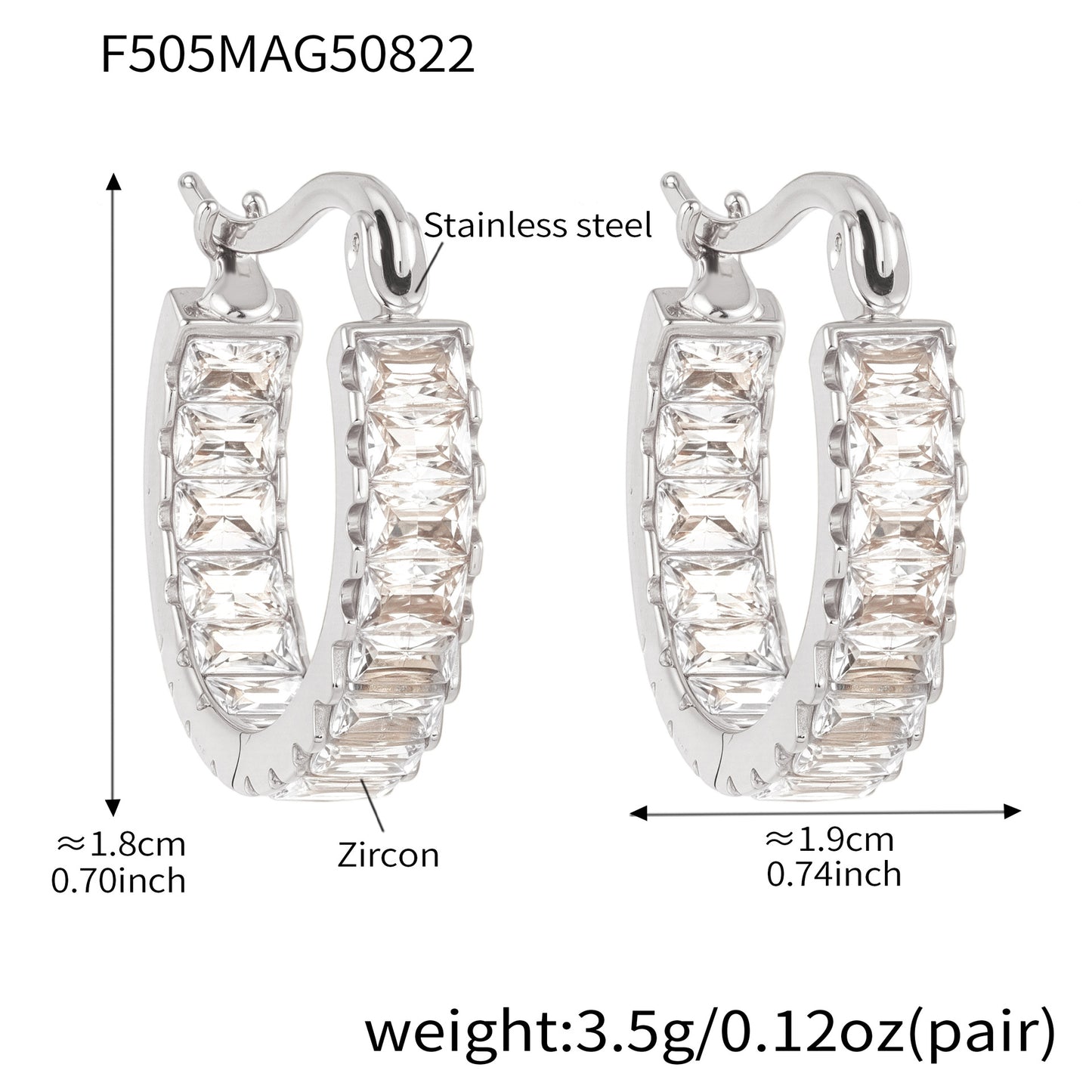 Zircon Earring Hoops