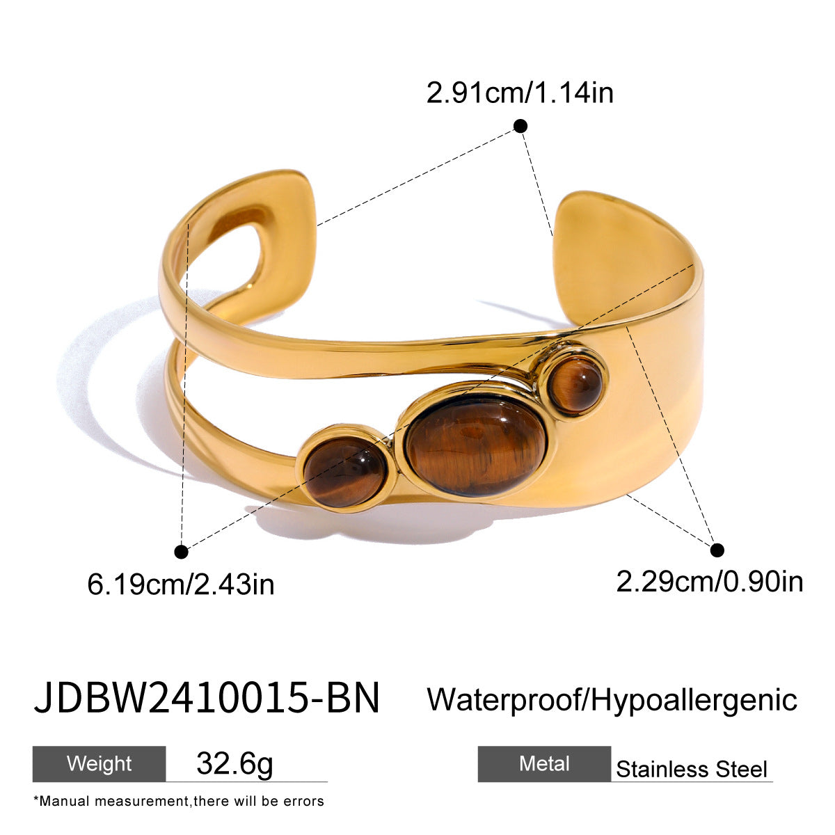 Hollow Pearl Natural Stone Open Bangle