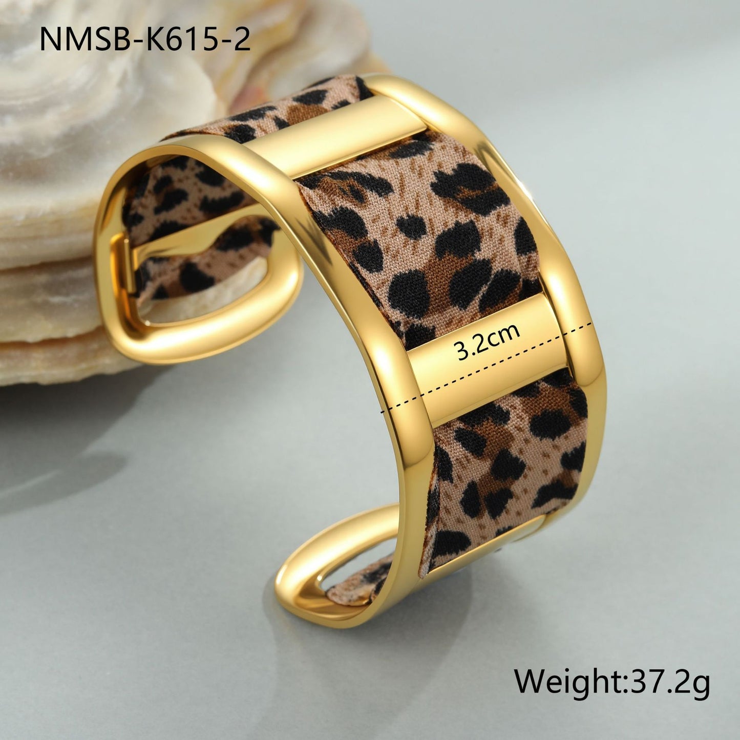 Leopard Print Ribbon Open Bangle