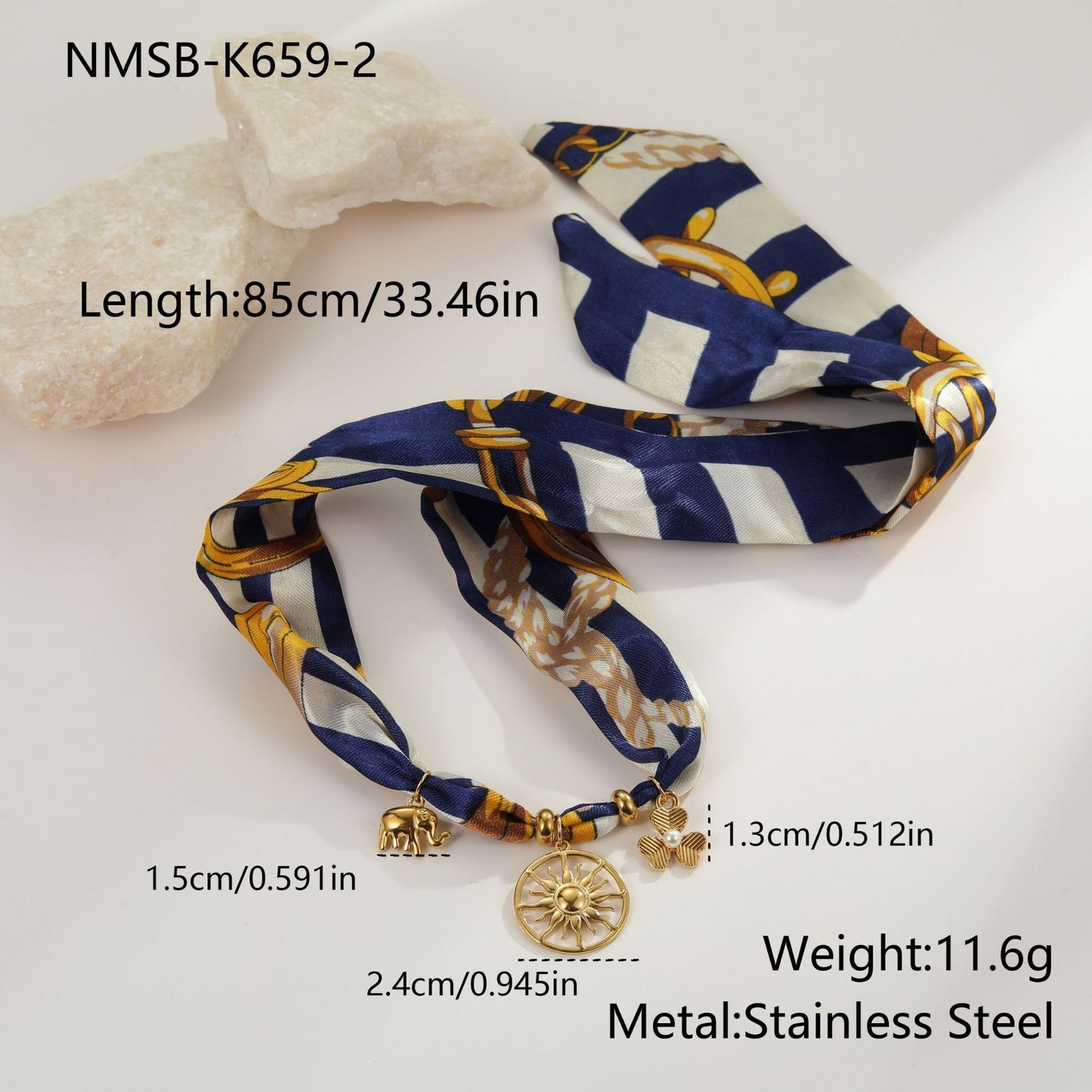 Vintage Scarf Tiger's Eye Pendant Necklace Set