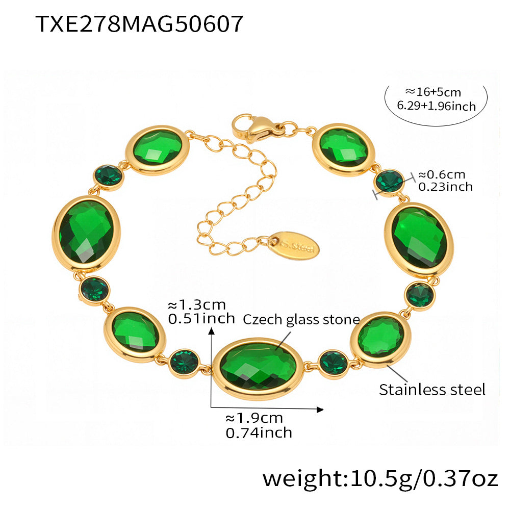 Oval Faceted Glass Bracelet