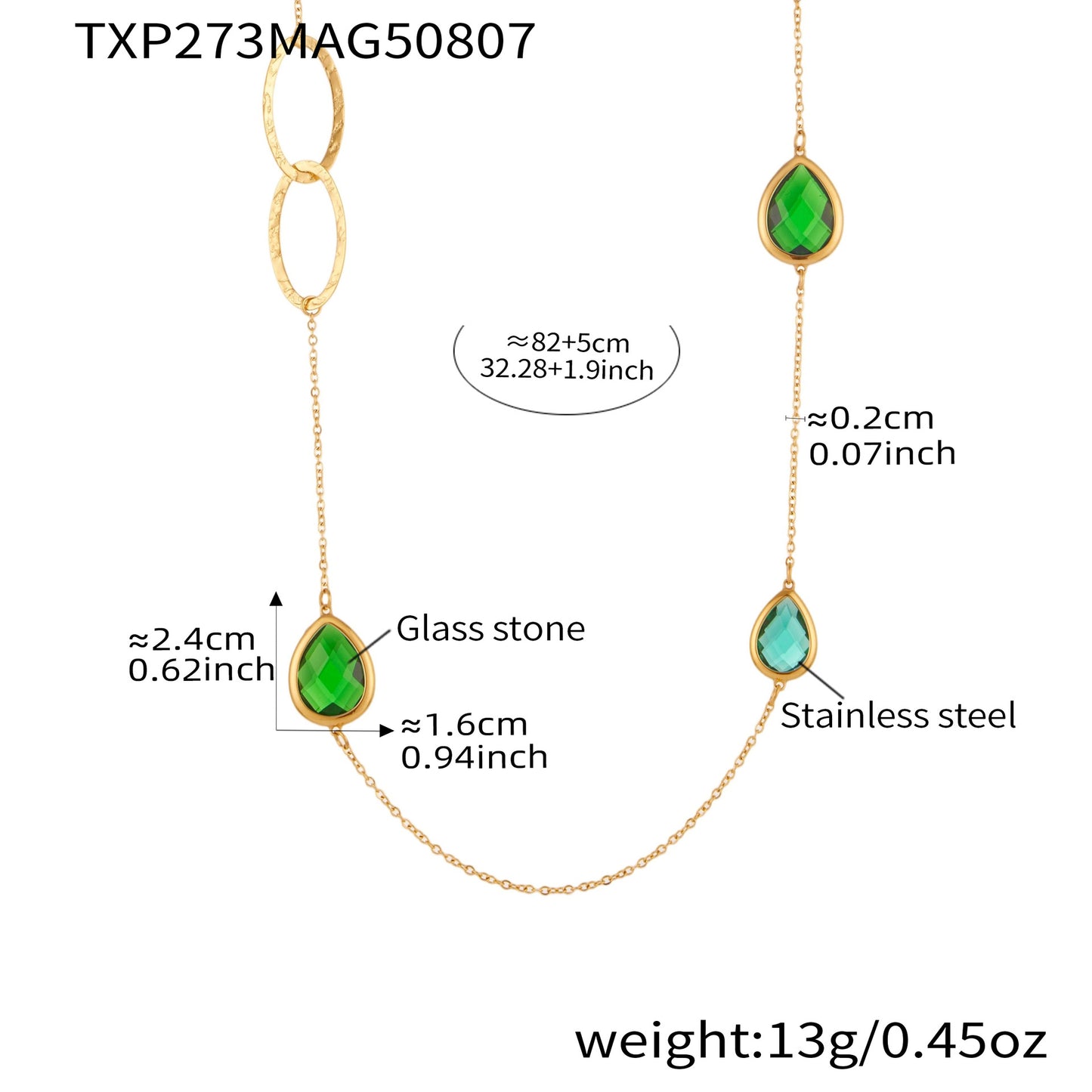 Glass Stone Spliced Hollow Circle Long Sweater Necklace