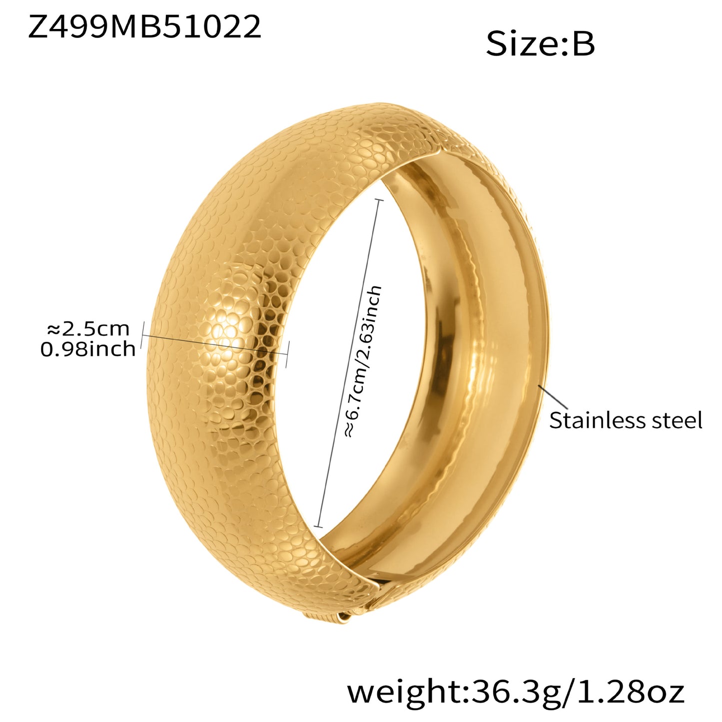 Wide Hammered Open Cuff Bracelet