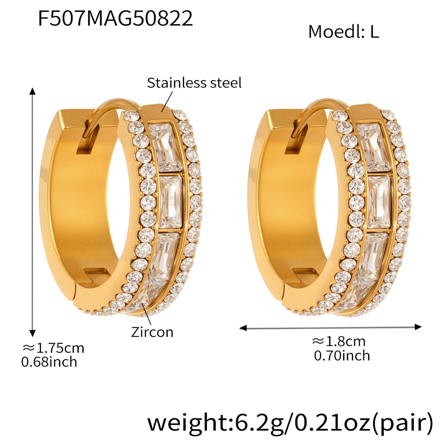Zircon Hoop Earrings