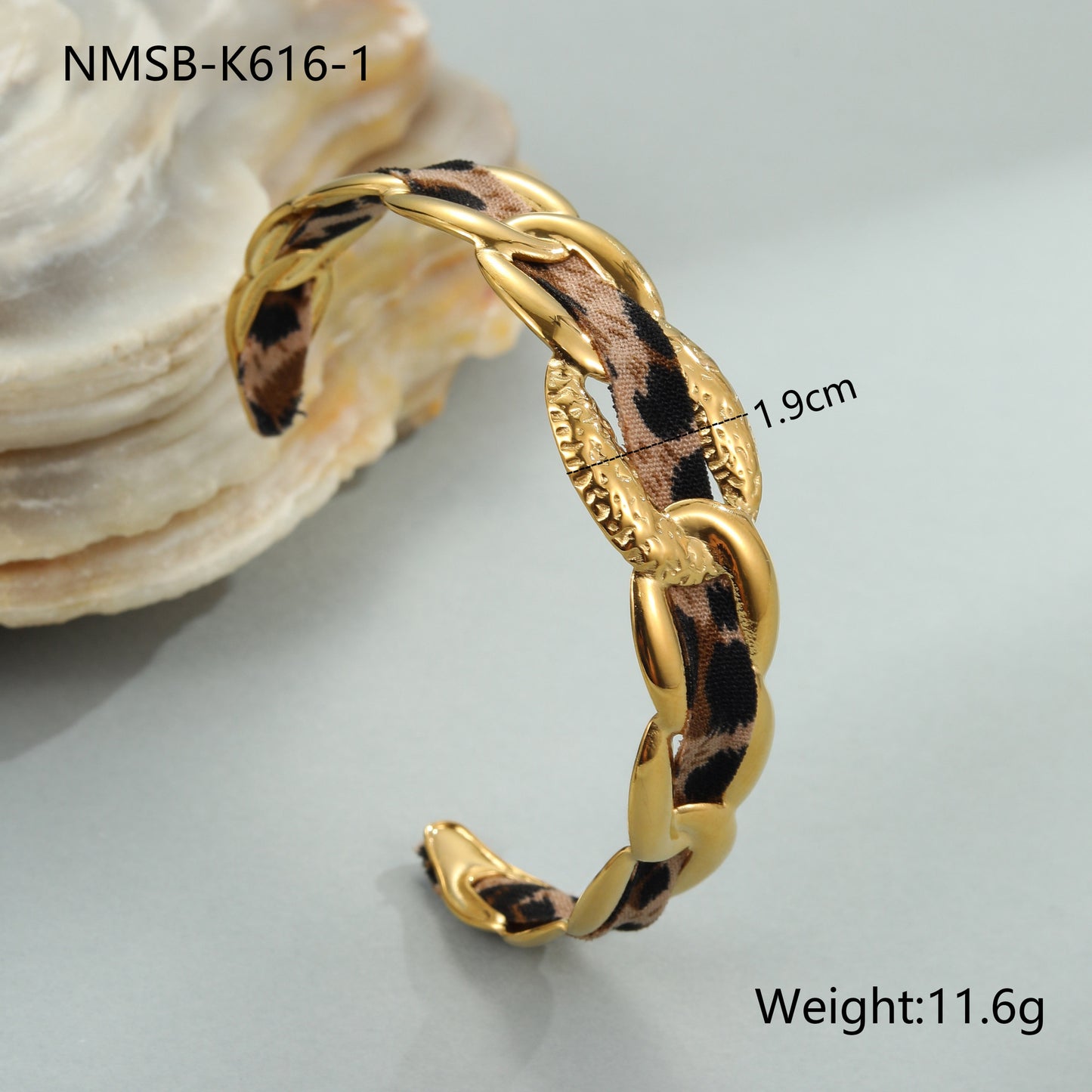 Leopard Print Ribbon Open Bangle